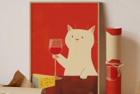 Cat Wine and Cheese Poster, Funny Gift for Cat Mom, Cat Wall Art ... What Are The Risks Of Excessive Screen Time For Health