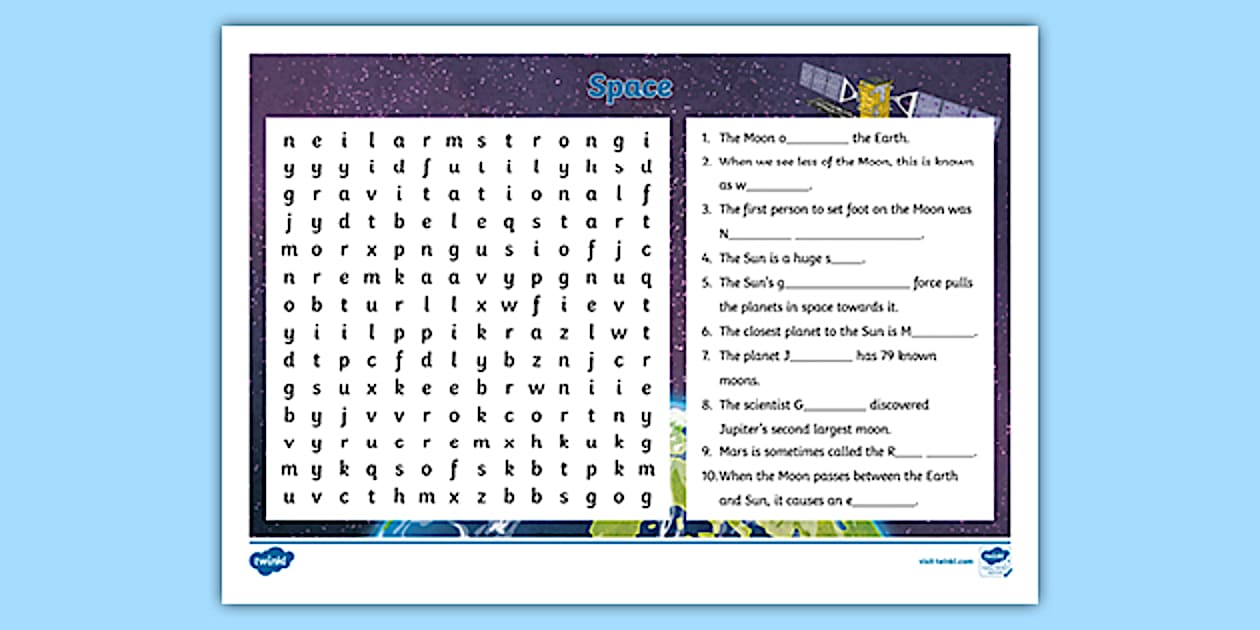 Space Word Search Age 9-11 The Importance Of Hydration For Overall Health